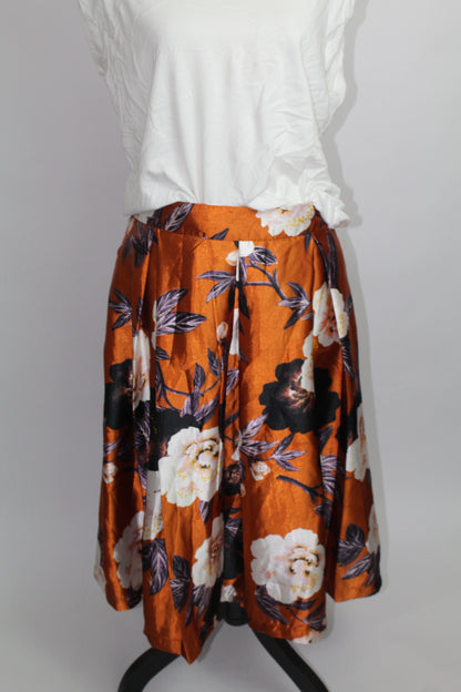 Women’s “Truly 4 You” Orange Floral Print Boho Skirt – Size Medium