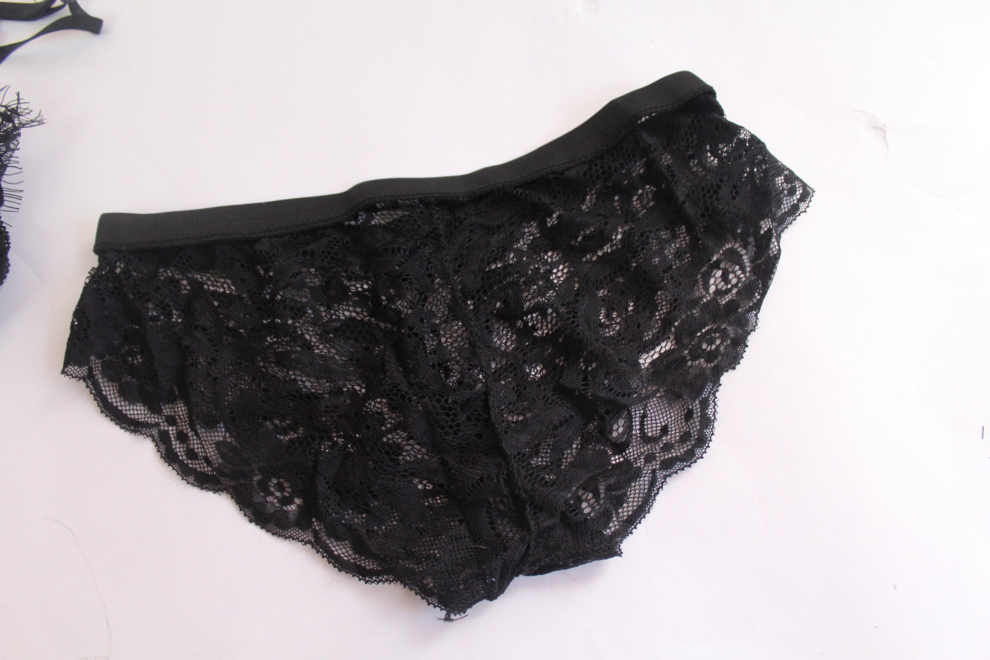 Black Lace Lingerie Block Top w/Underwear - Thrifted New in Bag - Sizes Vary