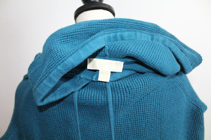 Women’s Michael Kors Teal Ribbed Knit Hoodie – Size Large