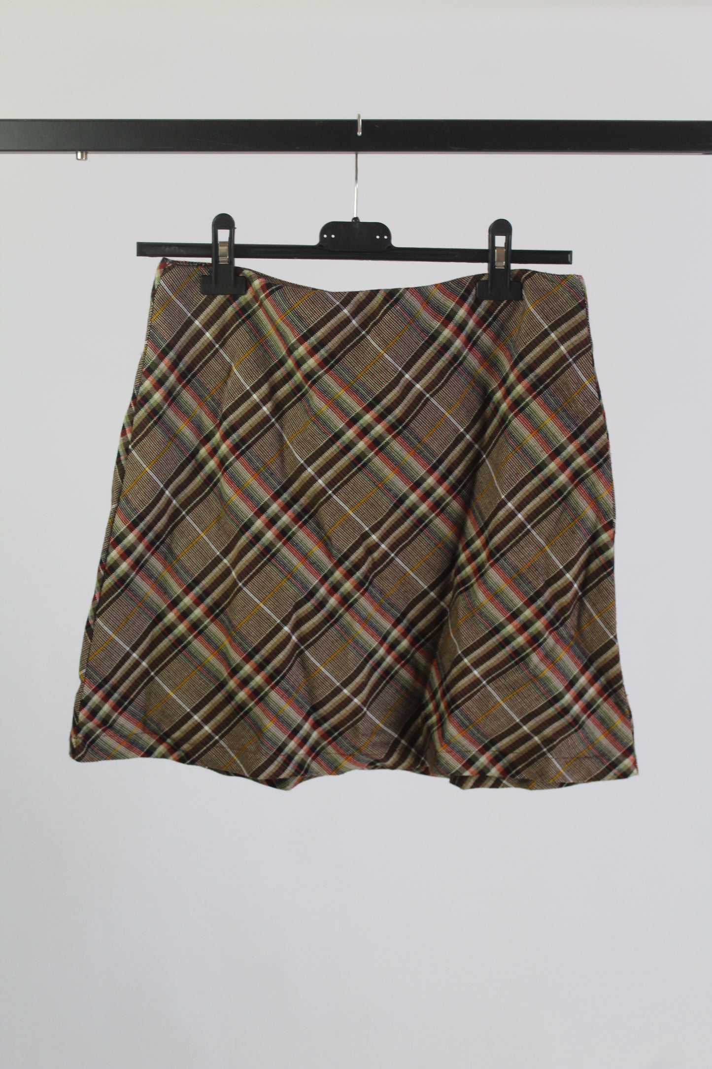 Princess Polly Plaid Brown Mini Skirt Women's Size 8