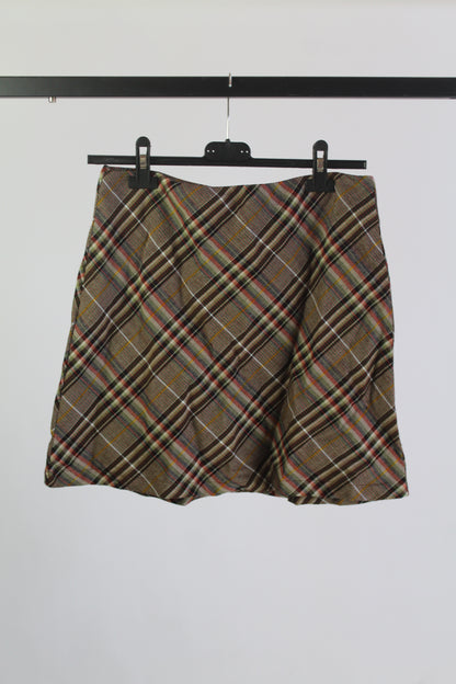Princess Polly Plaid Brown Mini Skirt Women's Size 8
