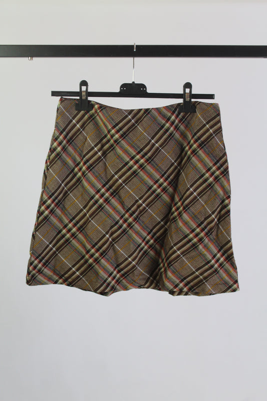 Princess Polly Plaid Brown Mini Skirt Women's Size 8