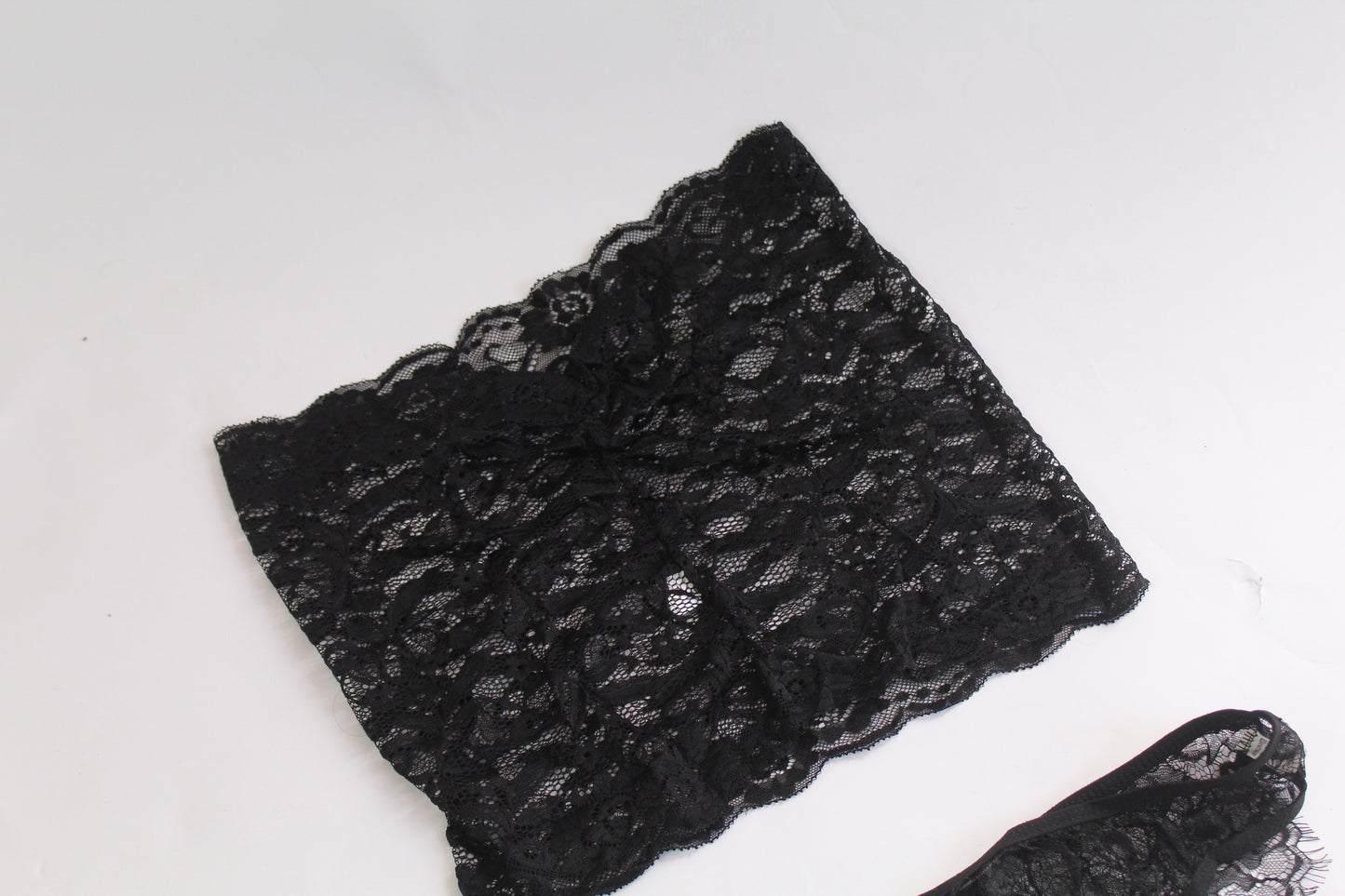 Black Lace Lingerie Block Top w/Underwear - Thrifted New in Bag - Sizes Vary