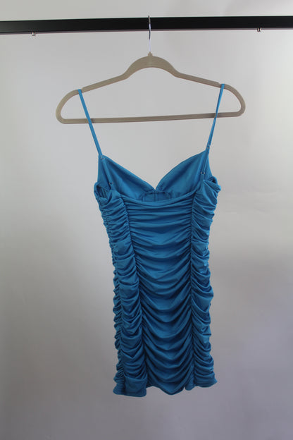 Zara Silk Blue Women's Mini Dress Size Small