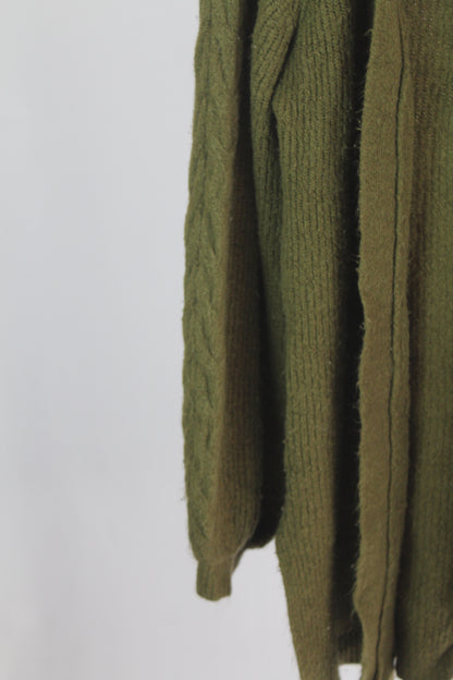 Women's Olive Green Long Sleeve Olive Cardigan Size Medium