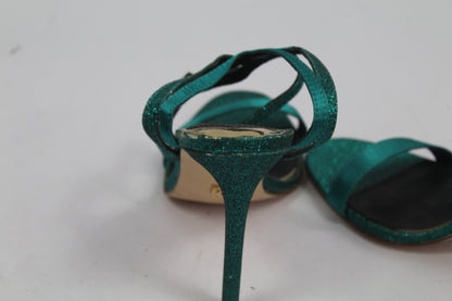Women's Teal Strap Sparkly Heels Size UK 37 US 6.5/7