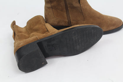 Women's Zara Trafaluc Brown Suede Booties Size UK 36