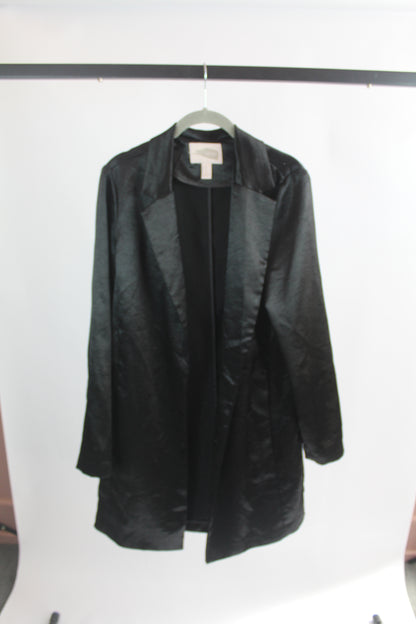 Women's Long Black Satin Cardigan Forever 21 Size Medium