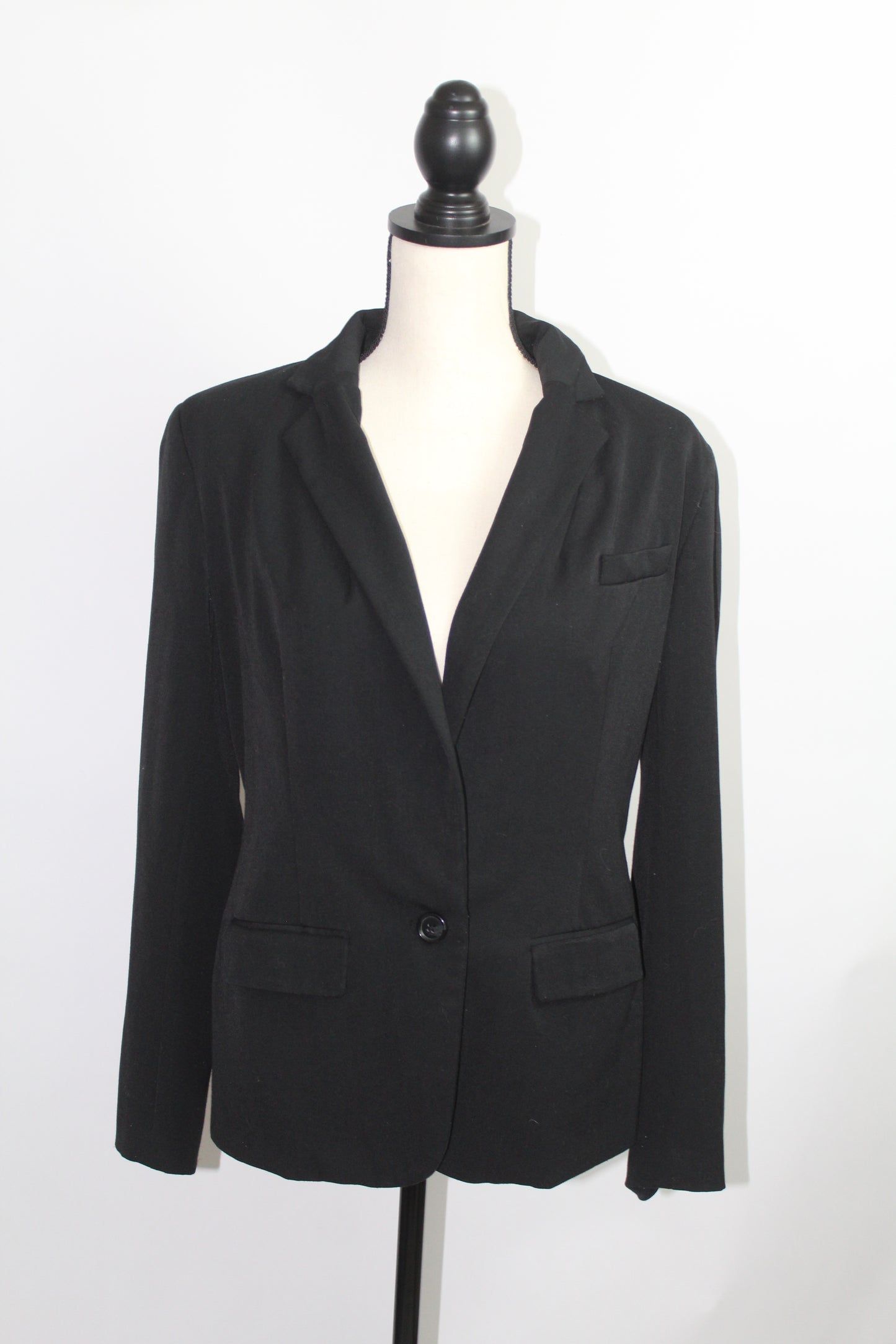 Women’s Lena Gabrielle Black Satin Blazer Top Vintage – Size 8