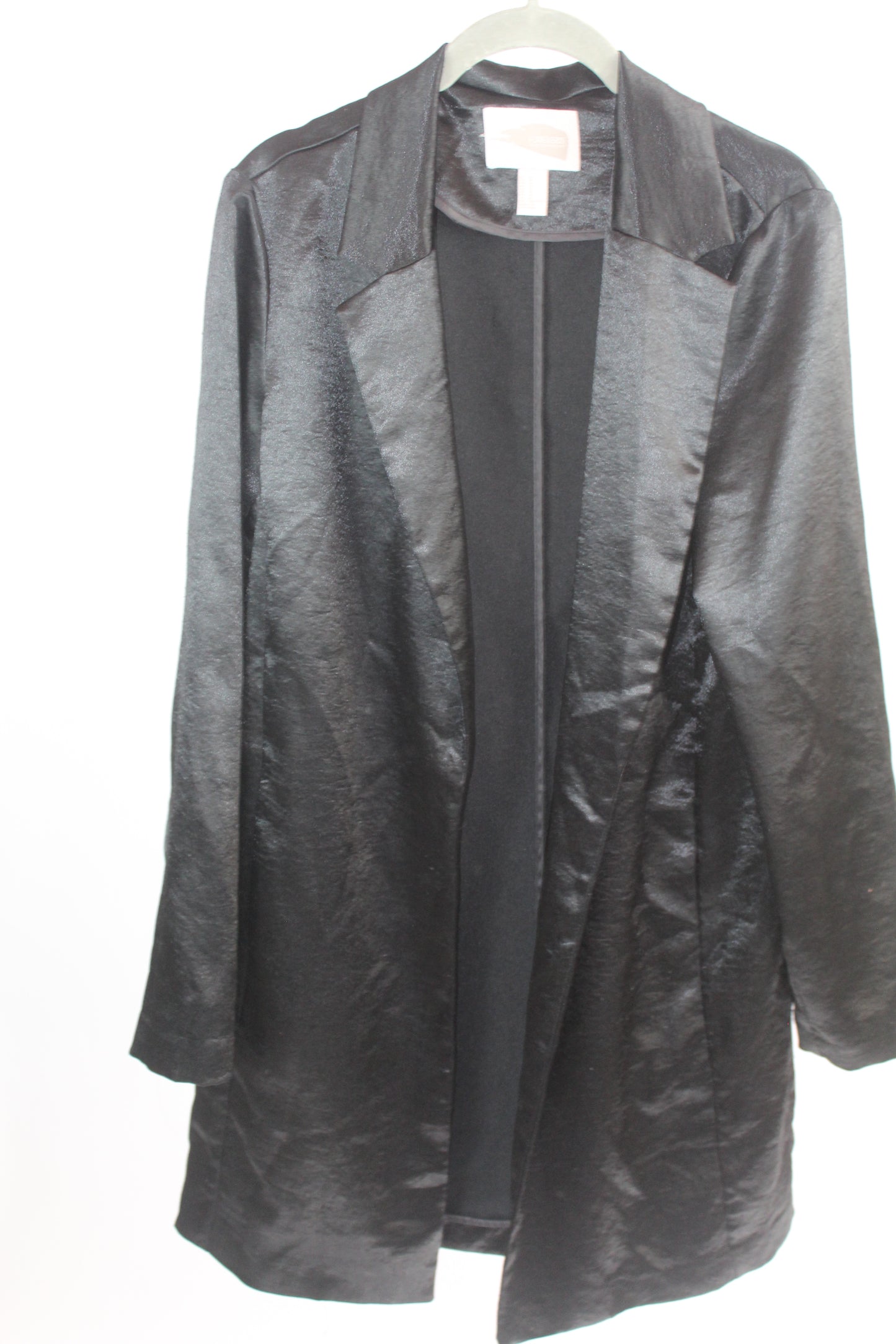 Women's Long Black Satin Cardigan Forever 21 Size Medium