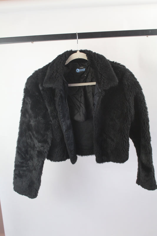 Women's Black Fur Sweater Size Large