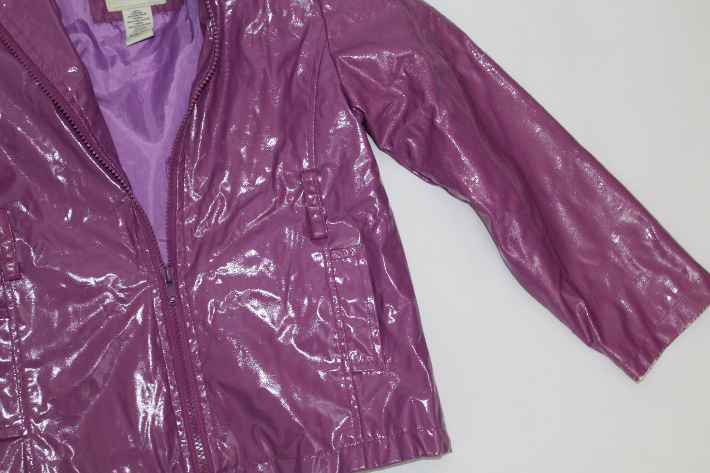 Girls’ Cherokee Purple Glossy Rain Jacket – Size Medium