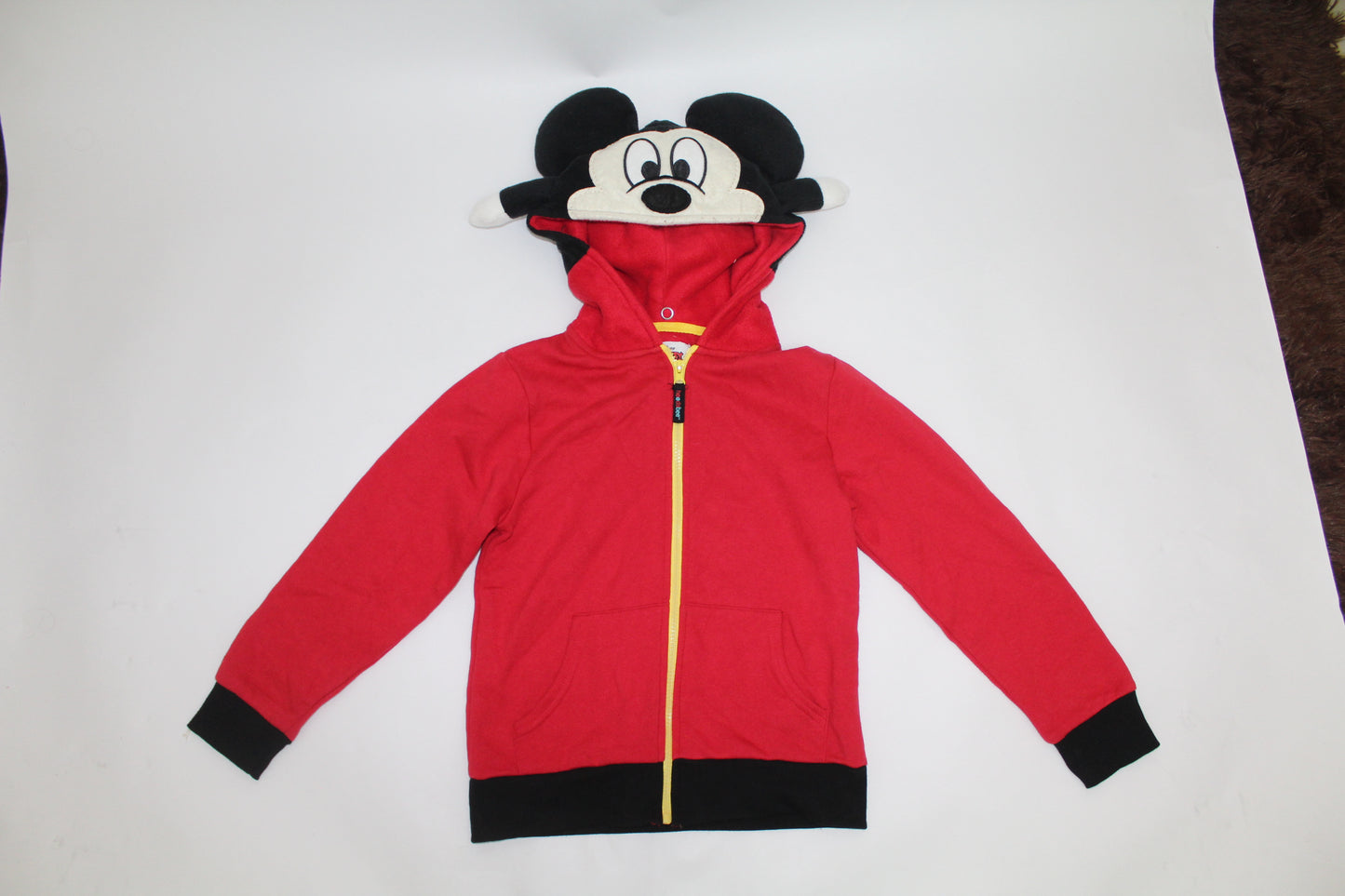 Kids’ Hoodsbee Mickey Mouse Red Plush Hoodie – Size Large (7/8)