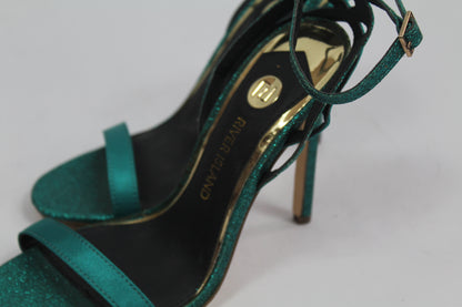 Women's Teal Strap Sparkly Heels Size UK 37 US 6.5/7