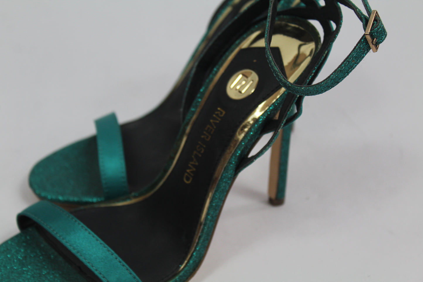 Women's Teal Strap Sparkly Heels Size UK 37 US 6.5/7