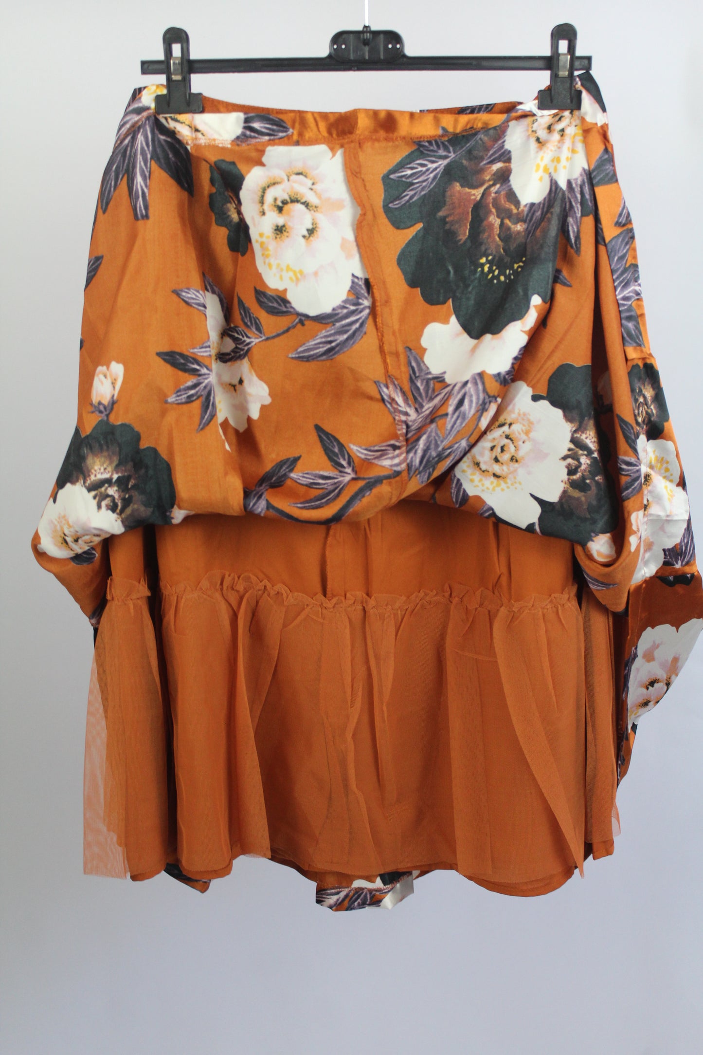 Women's Midi Orange Floral Skirt Size M