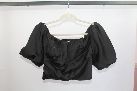 Women's Black Express Top w/Puff Sleeves Size Medium