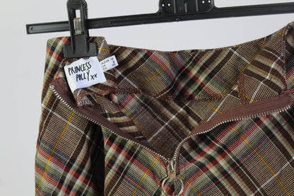 Princess Polly Plaid Brown Mini Skirt Women's Size 8