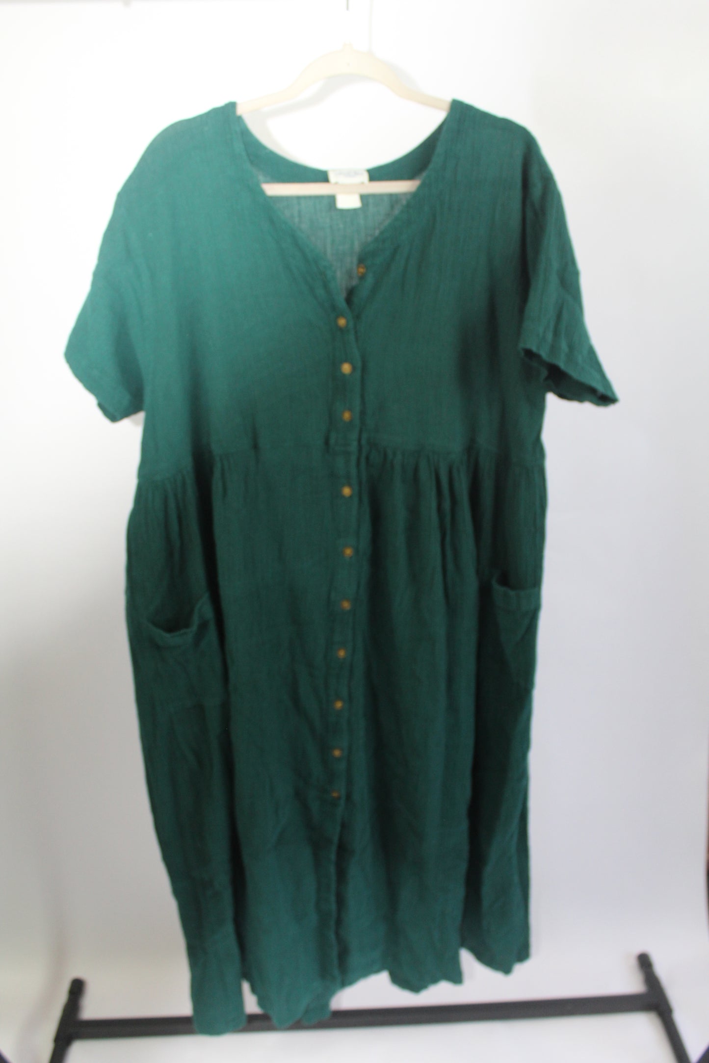 Women's Vintage Maxi Green Dress Laurel Rose Size Large
