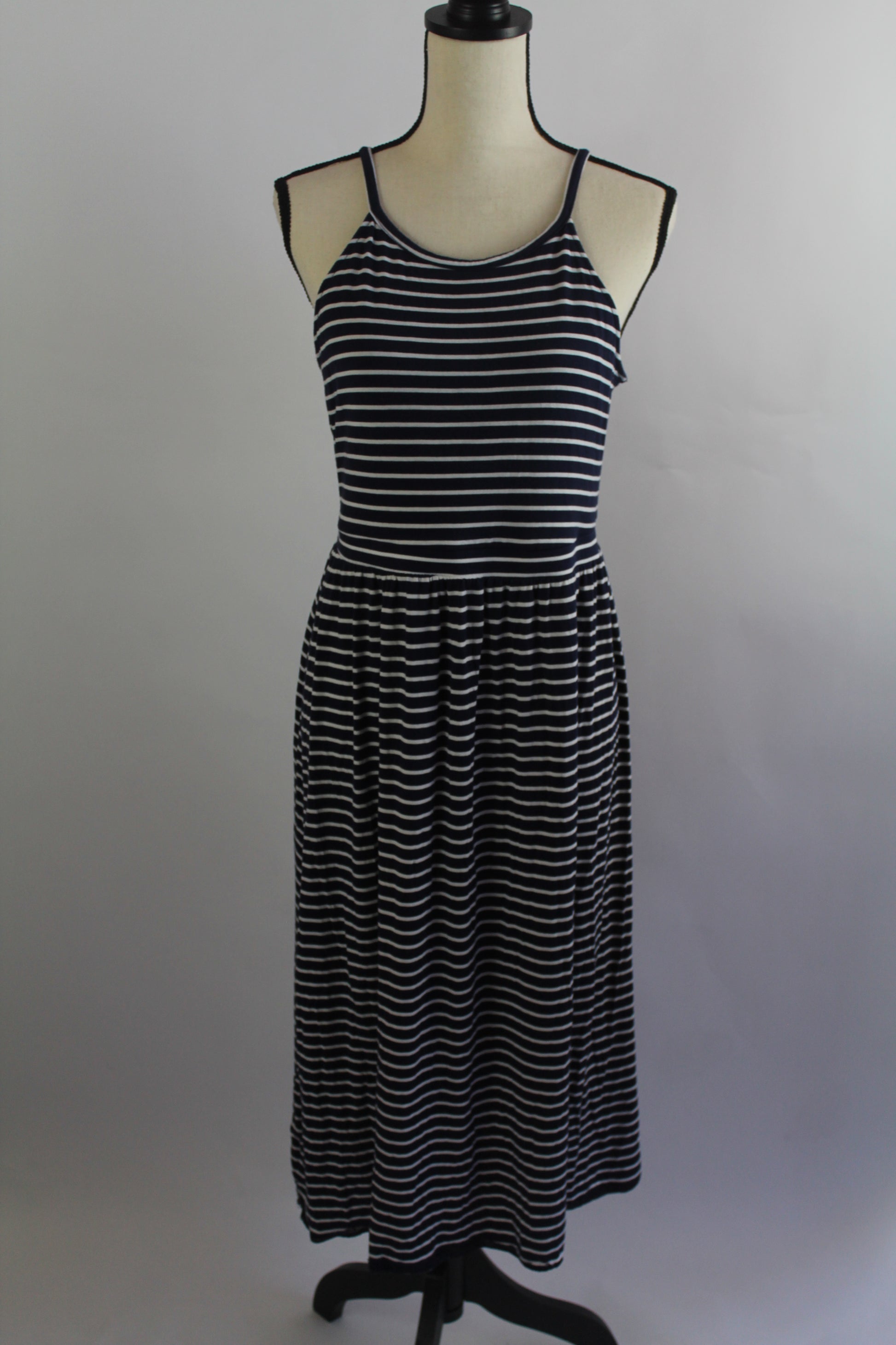 blue and white striped dress old navy Fenwick spread collar short sleeves full button Old Navy Womens Blue Striped