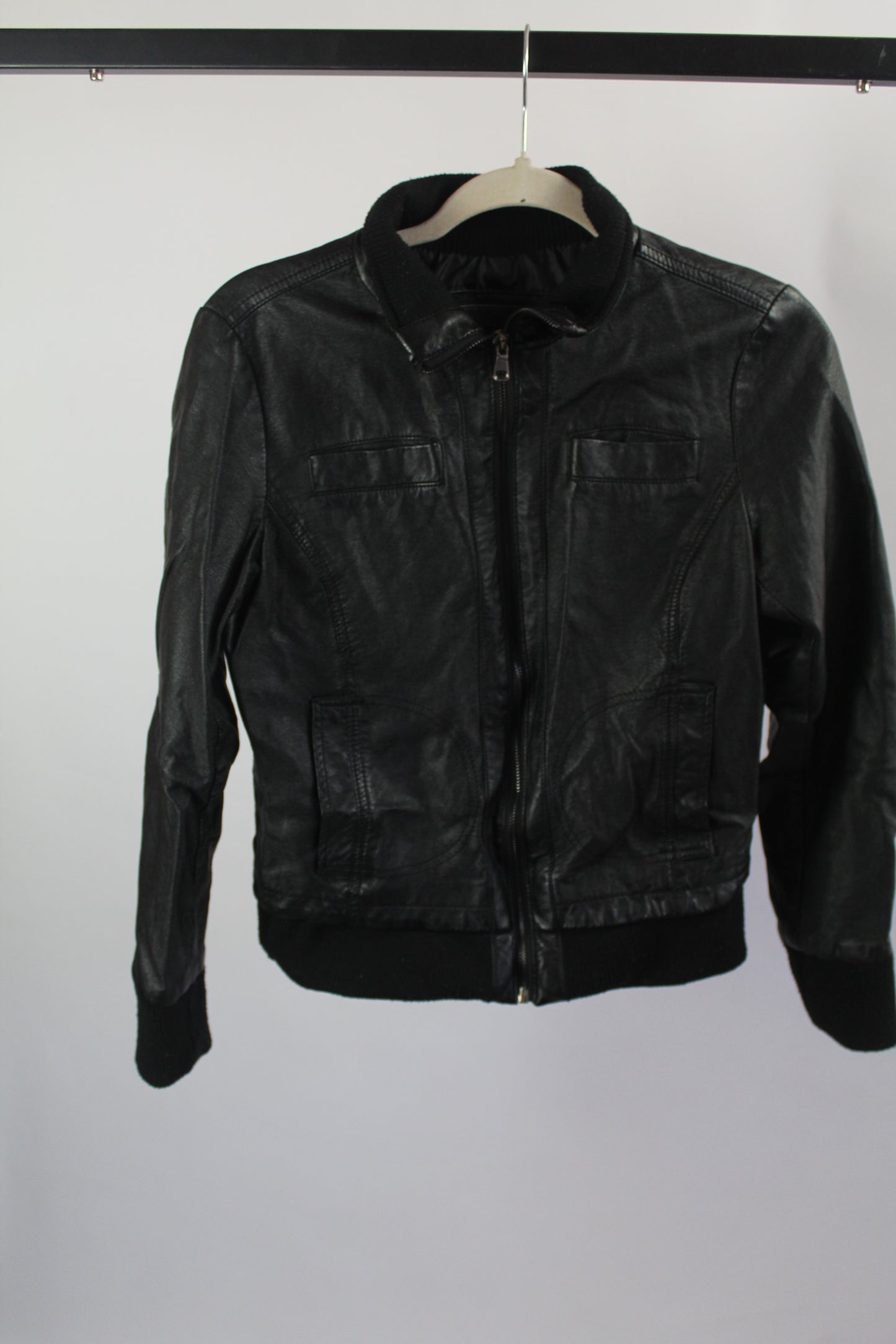 Cavalini Black Leather Jacket Cropped Jacket Size Small