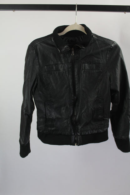 Cavalini Black Leather Jacket Cropped Jacket Size Small
