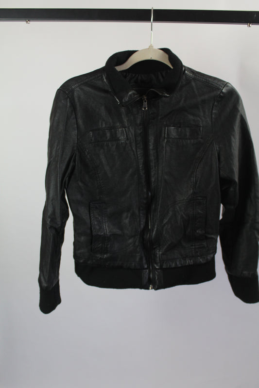 Cavalini Black Leather Jacket Cropped Jacket Size Small