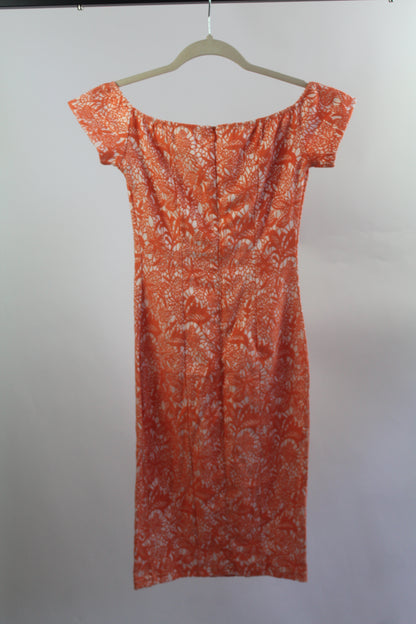 Orange Floral Missguided Women's Midi Dress Size Small