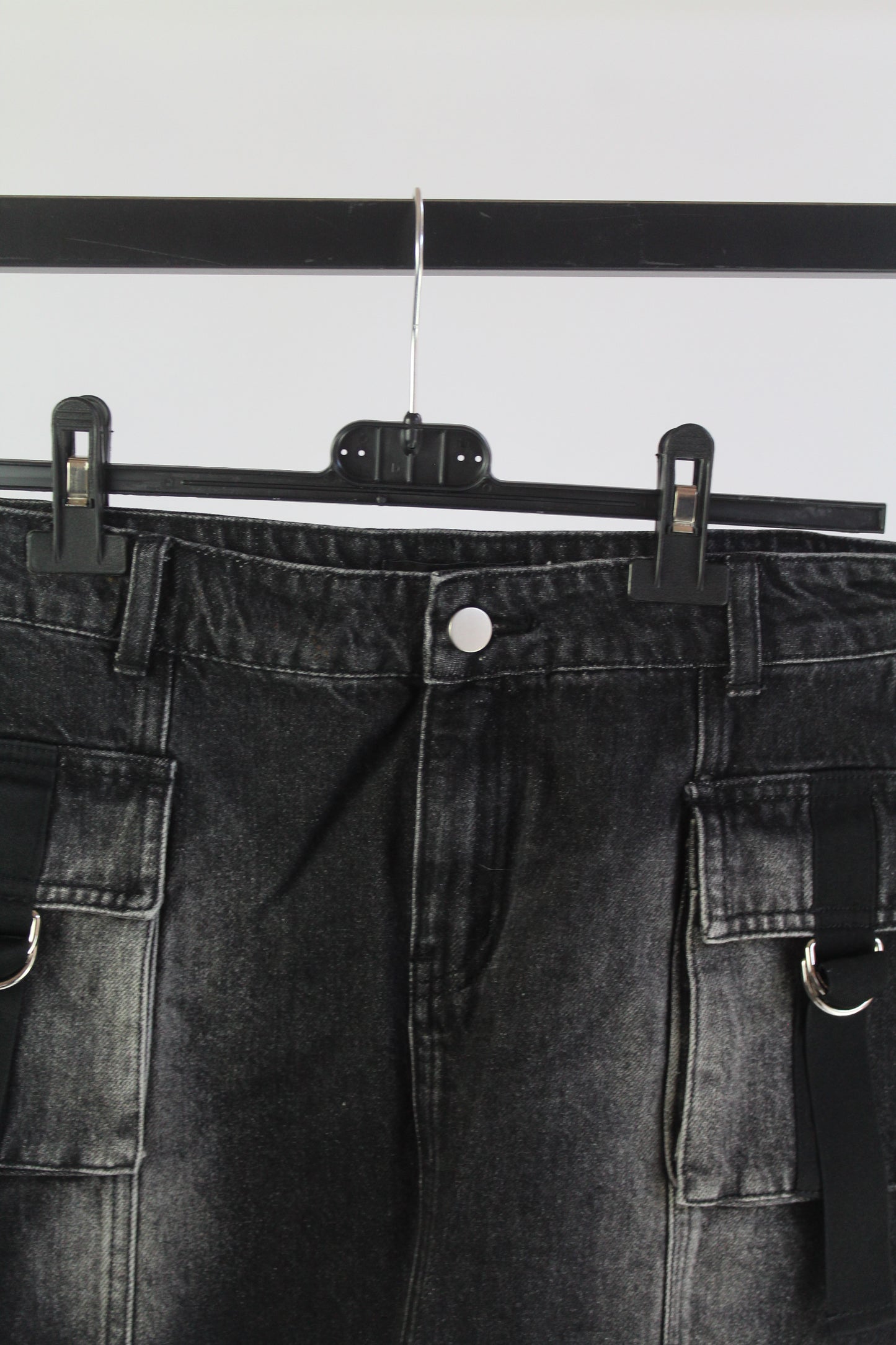 Current Mood Distressed Denim Black Mini Skirt Women's Size Medium