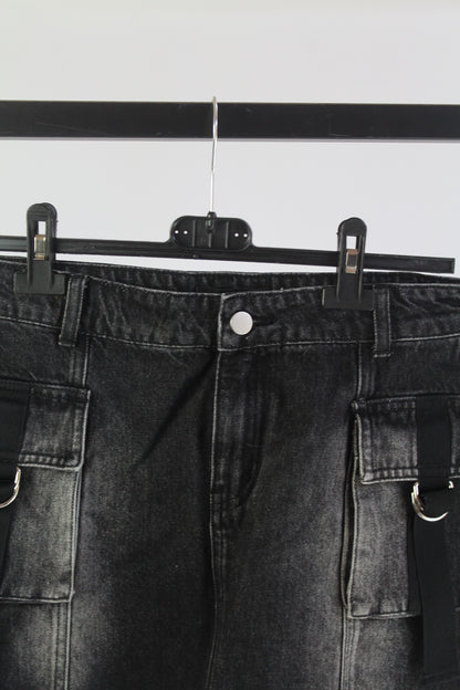 Current Mood Distressed Denim Black Mini Skirt Women's Size Medium