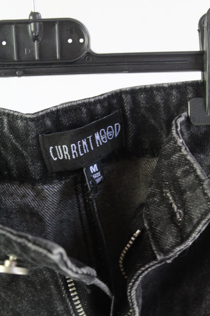 Current Mood Distressed Denim Black Mini Skirt Women's Size Medium