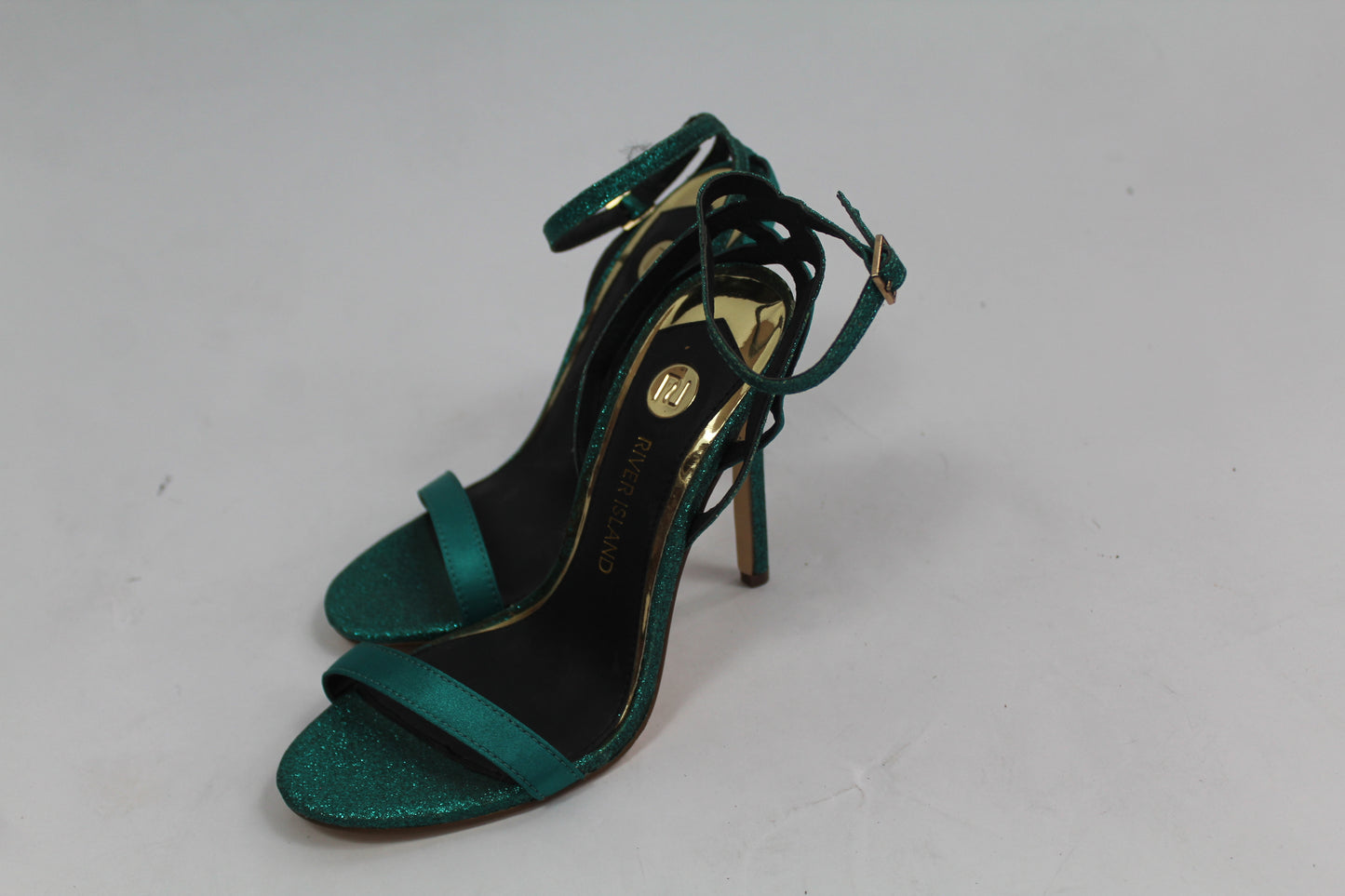 Women's Teal Strap Sparkly Heels Size UK 37 US 6.5/7