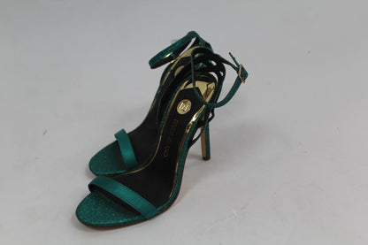 Women's Teal Strap Sparkly Heels Size UK 37 US 6.5/7