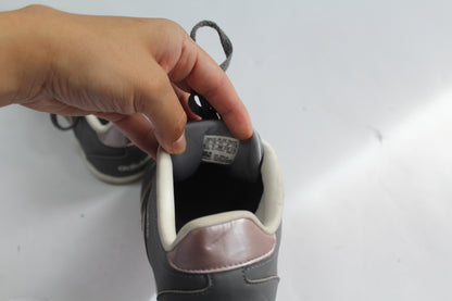 Women's Grey/Pink Striped Sneakers Size 6.5