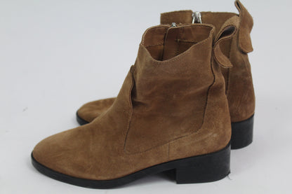 Women's Zara Trafaluc Brown Suede Booties Size UK 36