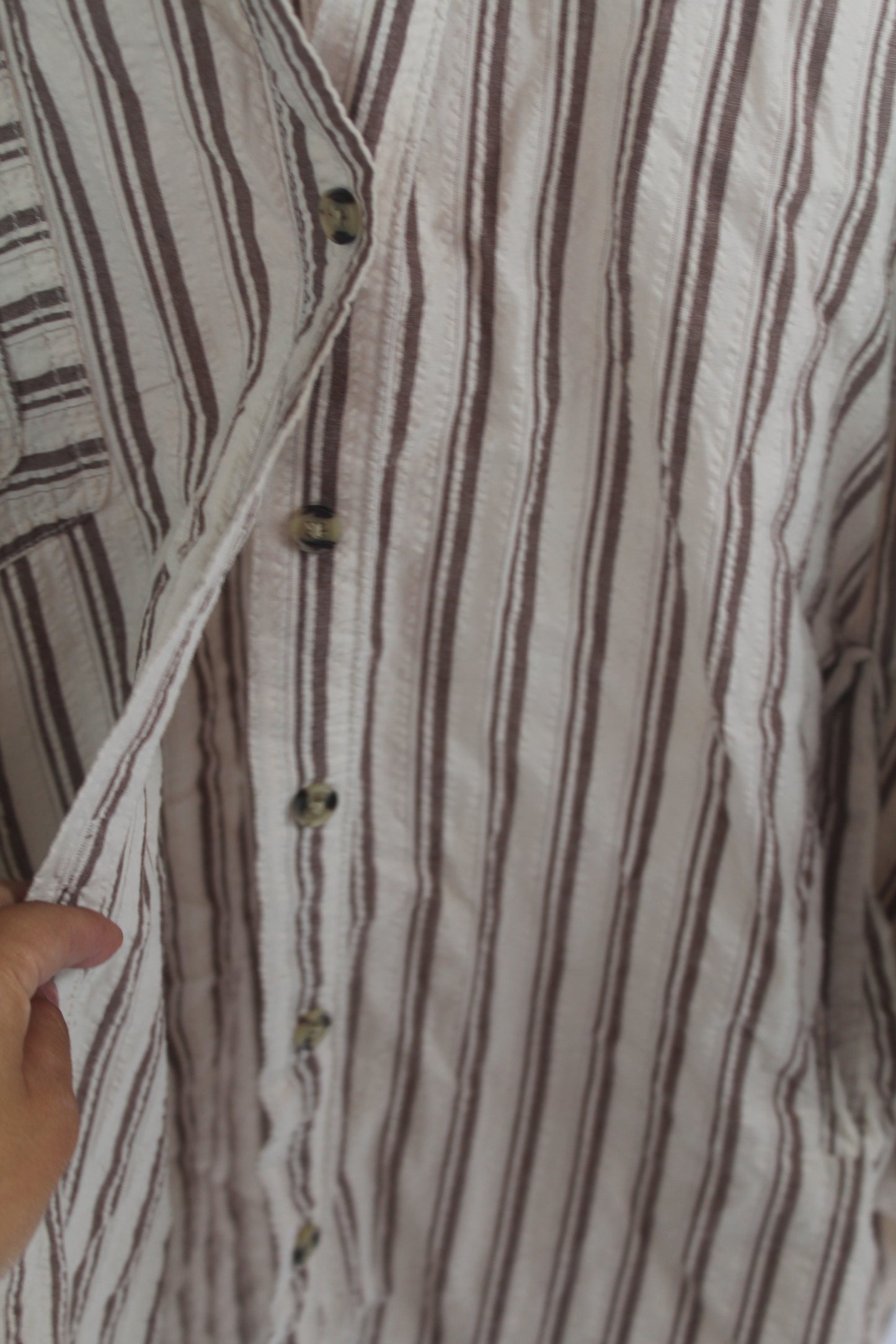 Women's Brown/White Long Sleeve Top Size Medium