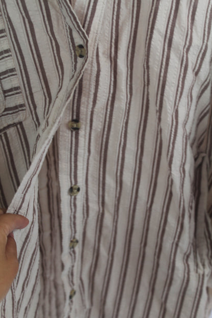 Women's Brown/White Long Sleeve Top Size Medium