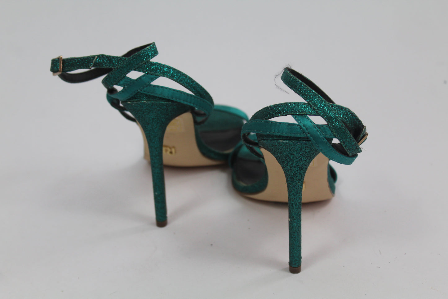 Women's Teal Strap Sparkly Heels Size UK 37 US 6.5/7