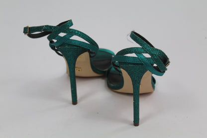 Women's Teal Strap Sparkly Heels Size UK 37 US 6.5/7
