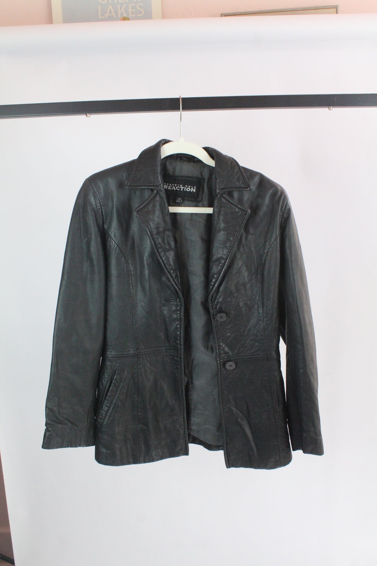 Women's Black Leather Kenneth Cole Reaction Jacket XS
