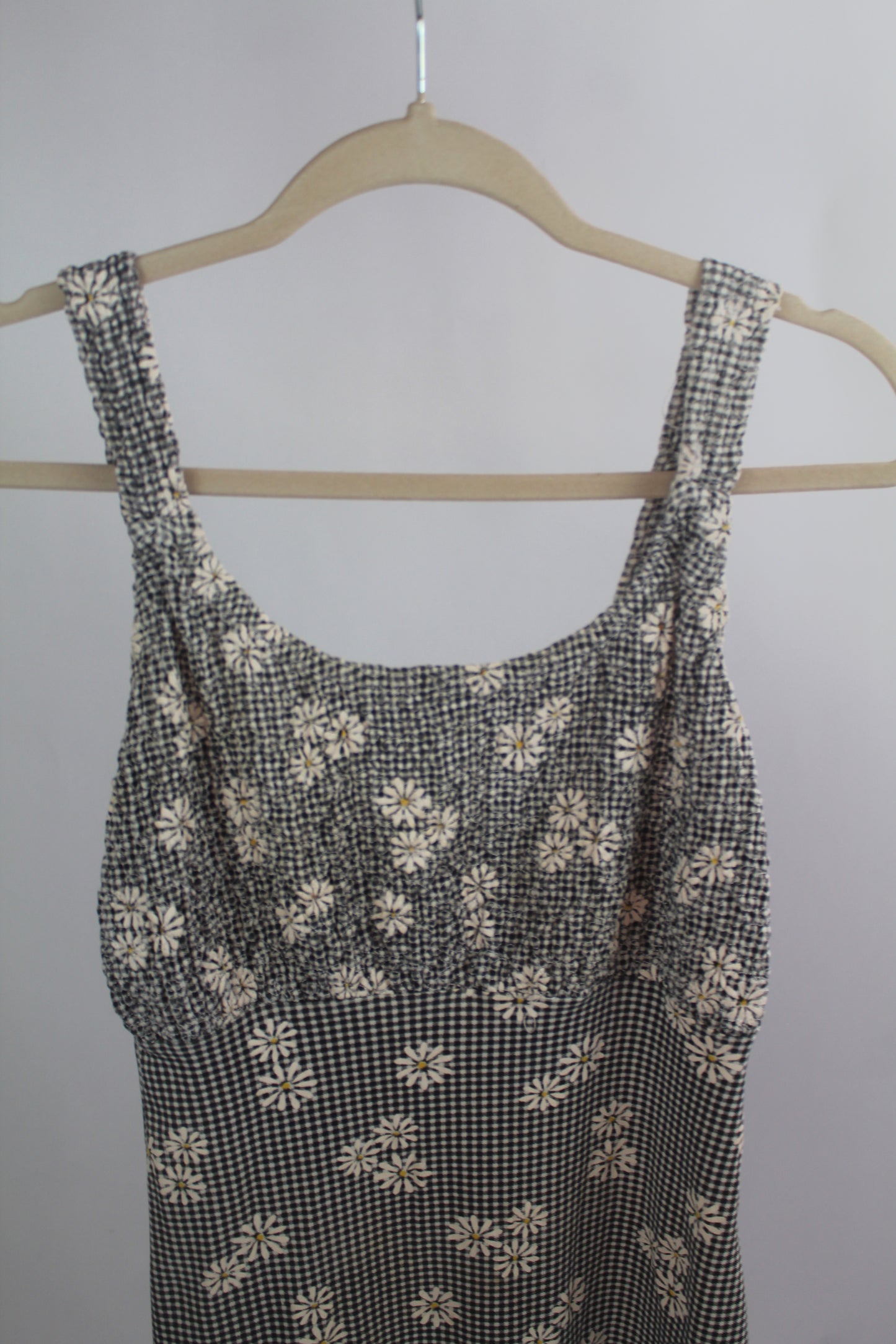 Women's Black/White Plaid Floral Mini Dress Size XS