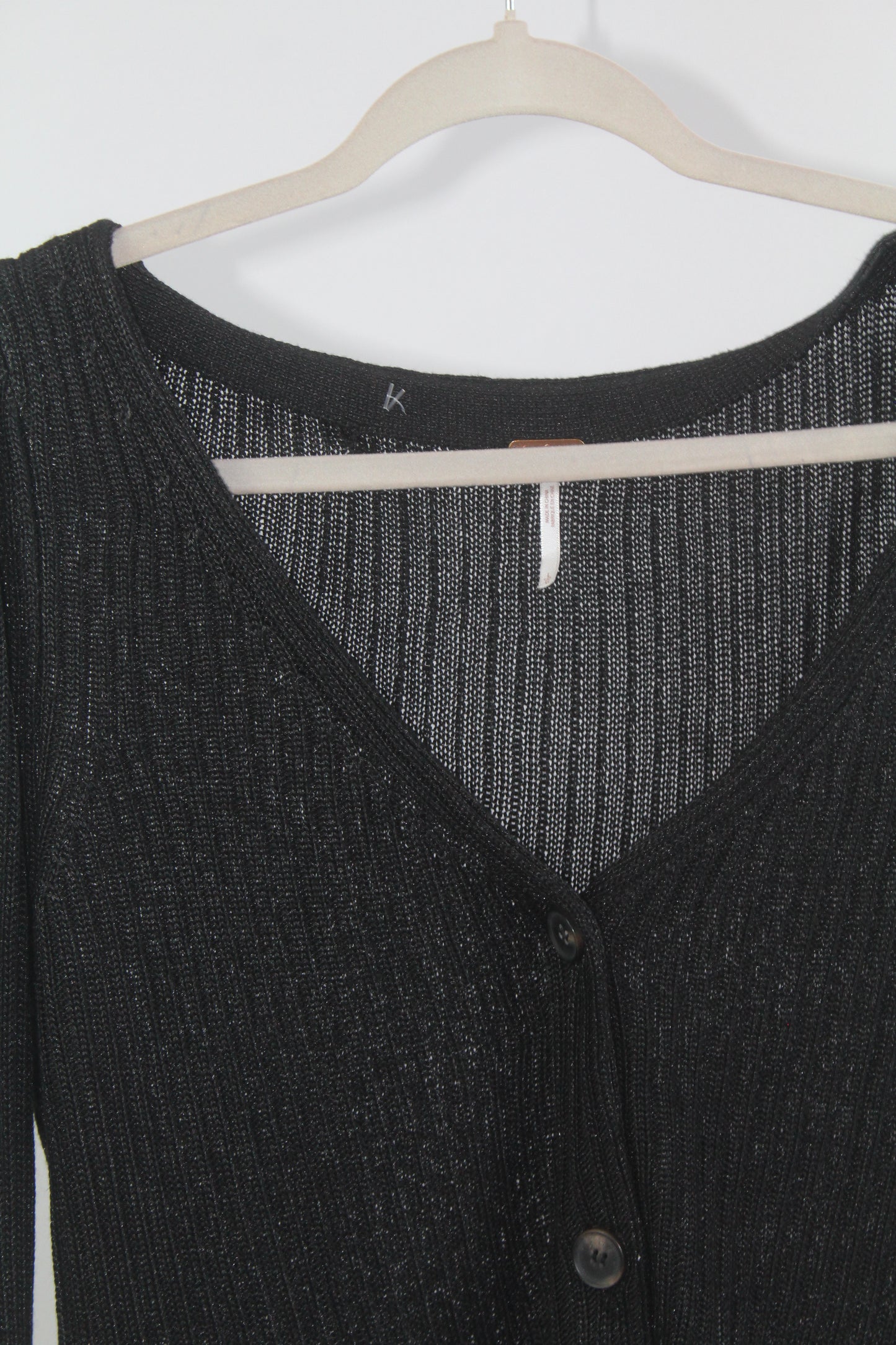 Free People Black Cropped Cardigan Size Large