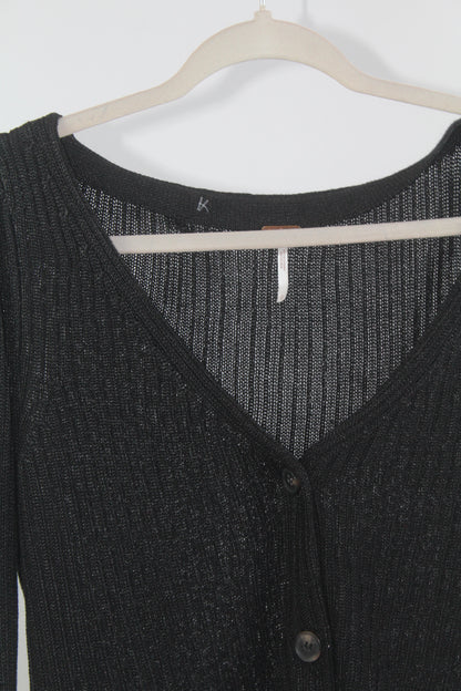 Free People Black Cropped Cardigan Size Large