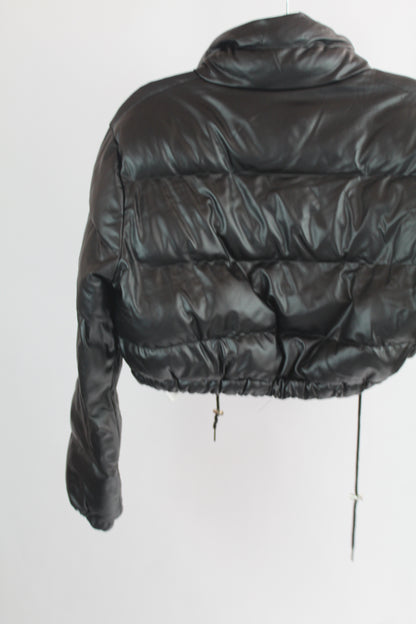 Women's Black Adika Cropped Puffer Jacket Size Small