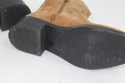 Women's Zara Trafaluc Brown Suede Booties Size UK 36