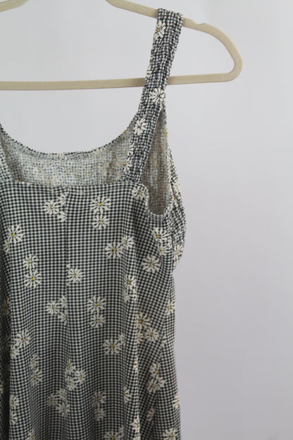 Women's Black/White Plaid Floral Mini Dress Size XS