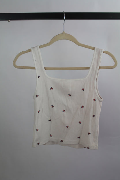 Women's Old Navy Lounge White Floral Top Size Medium