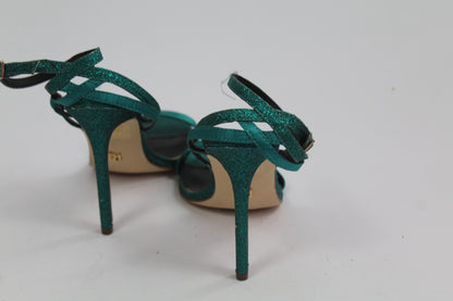 Women's Teal Strap Sparkly Heels Size UK 37 US 6.5/7