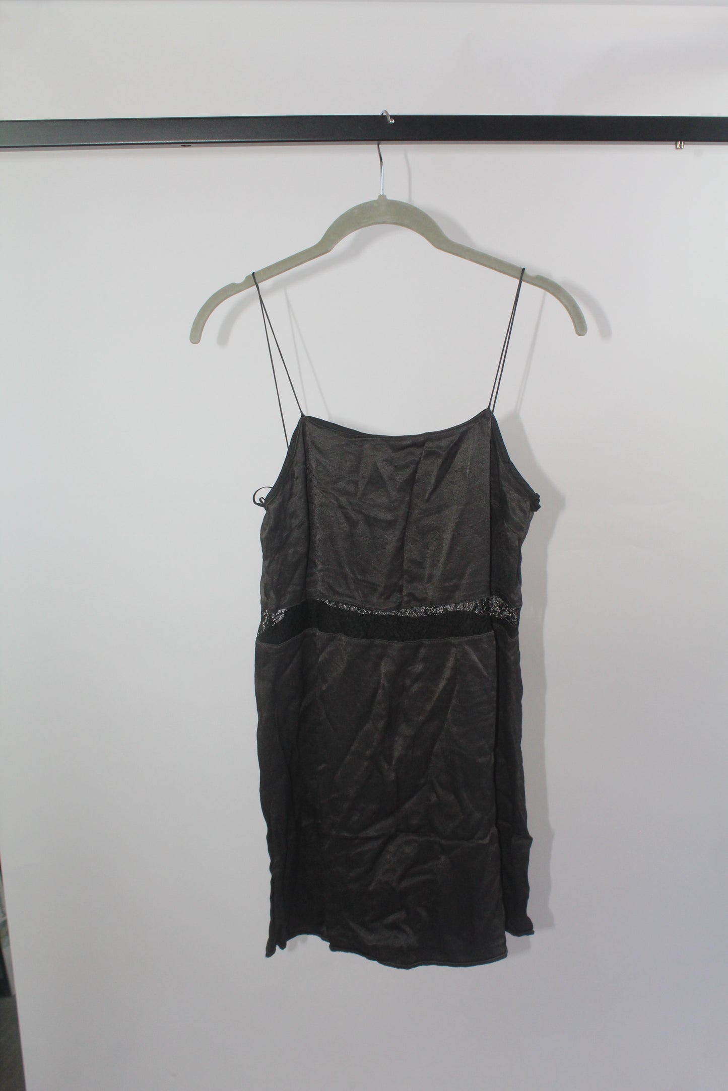 Zara Trafaluc Collection Black Satin Mini Dress Size XS