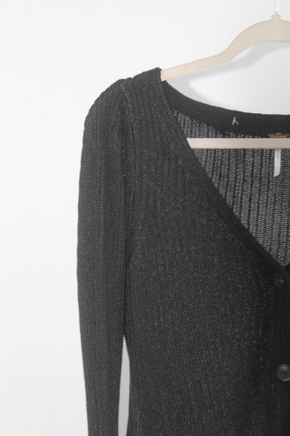Free People Black Cropped Cardigan Size Large
